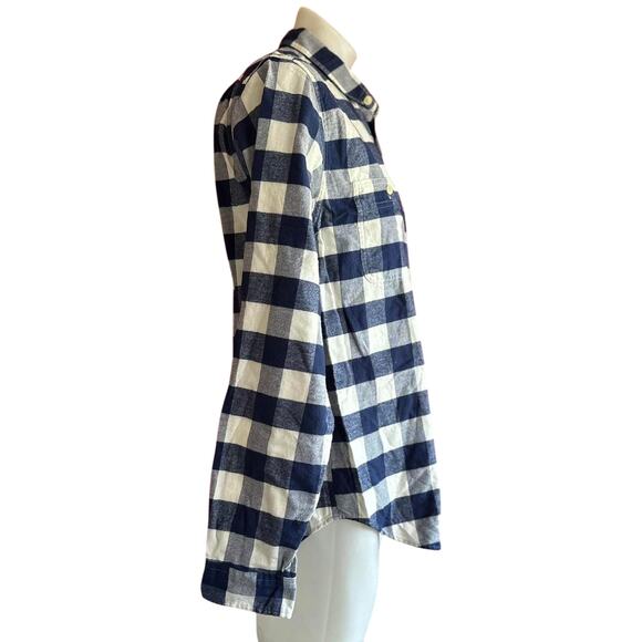 Mens Shirt Size Large Blue White Plaid Flannel Button Down Checkered Coastal - Picture 3 of 8